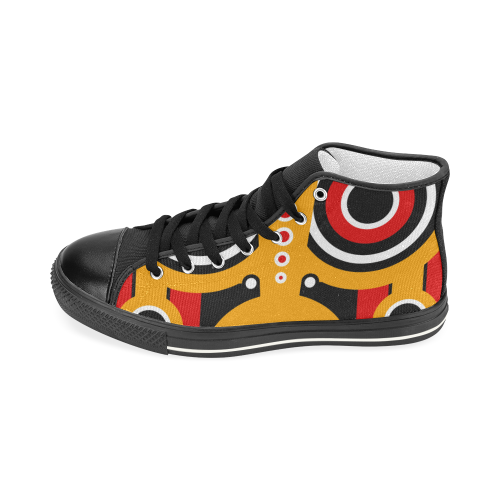 Red Yellow Tiki Tribal Women's Classic High Top Canvas Shoes (Model 017)