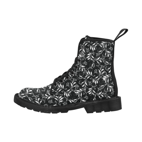 Fancy Floral Pattern Martin Boots for Women (Black) (Model 1203H)