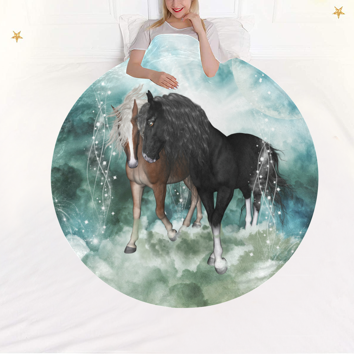 The wonderful couple horses Circular Ultra-Soft Micro Fleece Blanket 60"