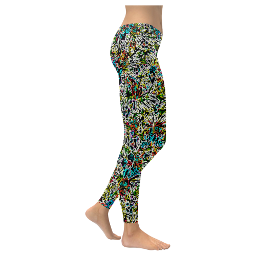 Multicolored Abstract Pattern Women's Low Rise Leggings (Invisible Stitch) (Model L05)