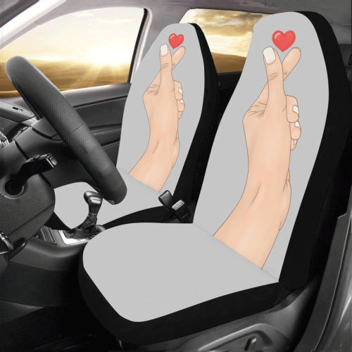 Hand With Finger Heart / Silver Car Seat Covers (Set of 2)