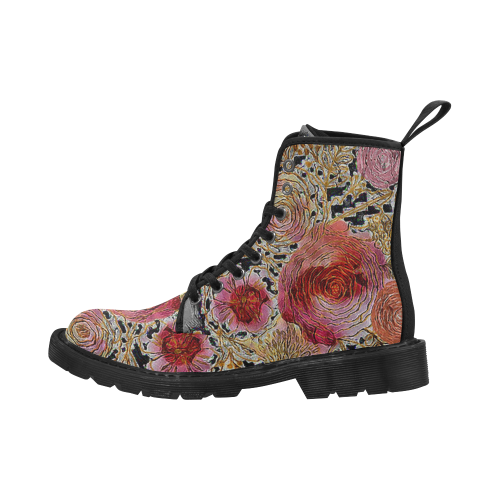 Watercolor Flowers2 Martin Boots for Women (Black) (Model 1203H)