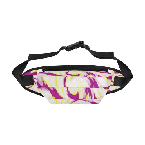 Pink Yellow Tie Dye Swirl Abstract Fanny Pack/Large (Model 1676)