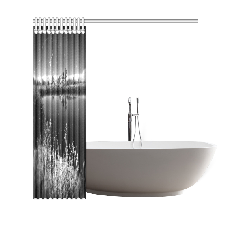 vintage pond black and white Shower Curtain 69"x70"