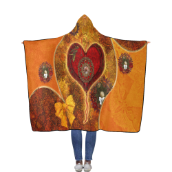 Steampunk decorative heart Flannel Hooded Blanket 56''x80''
