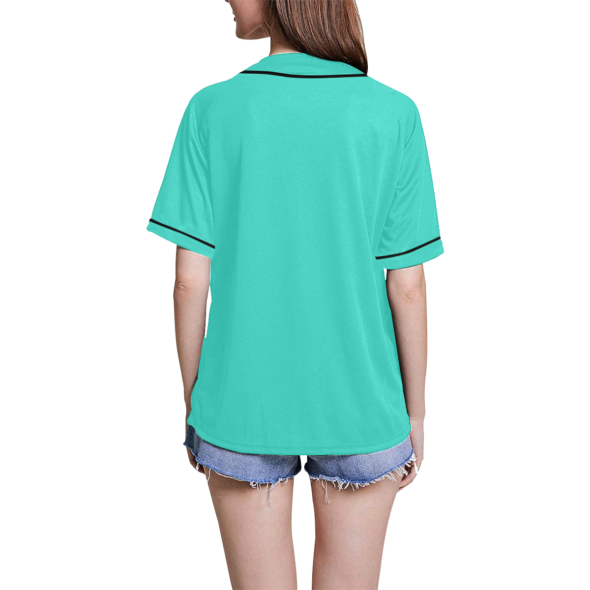 color turquoise All Over Print Baseball Jersey for Women (Model T50)