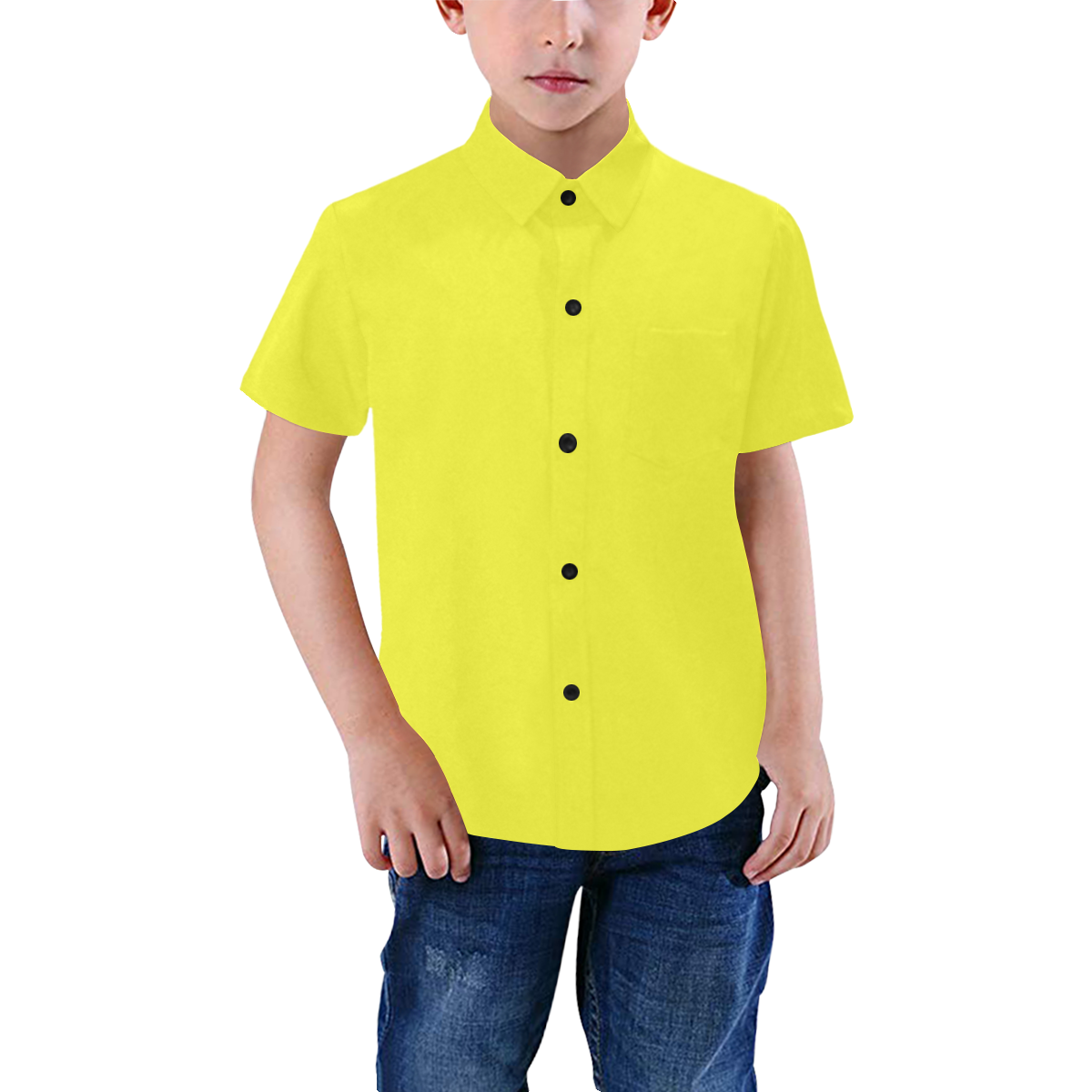color maximum yellow Boys' All Over Print Short Sleeve Shirt (Model T59)
