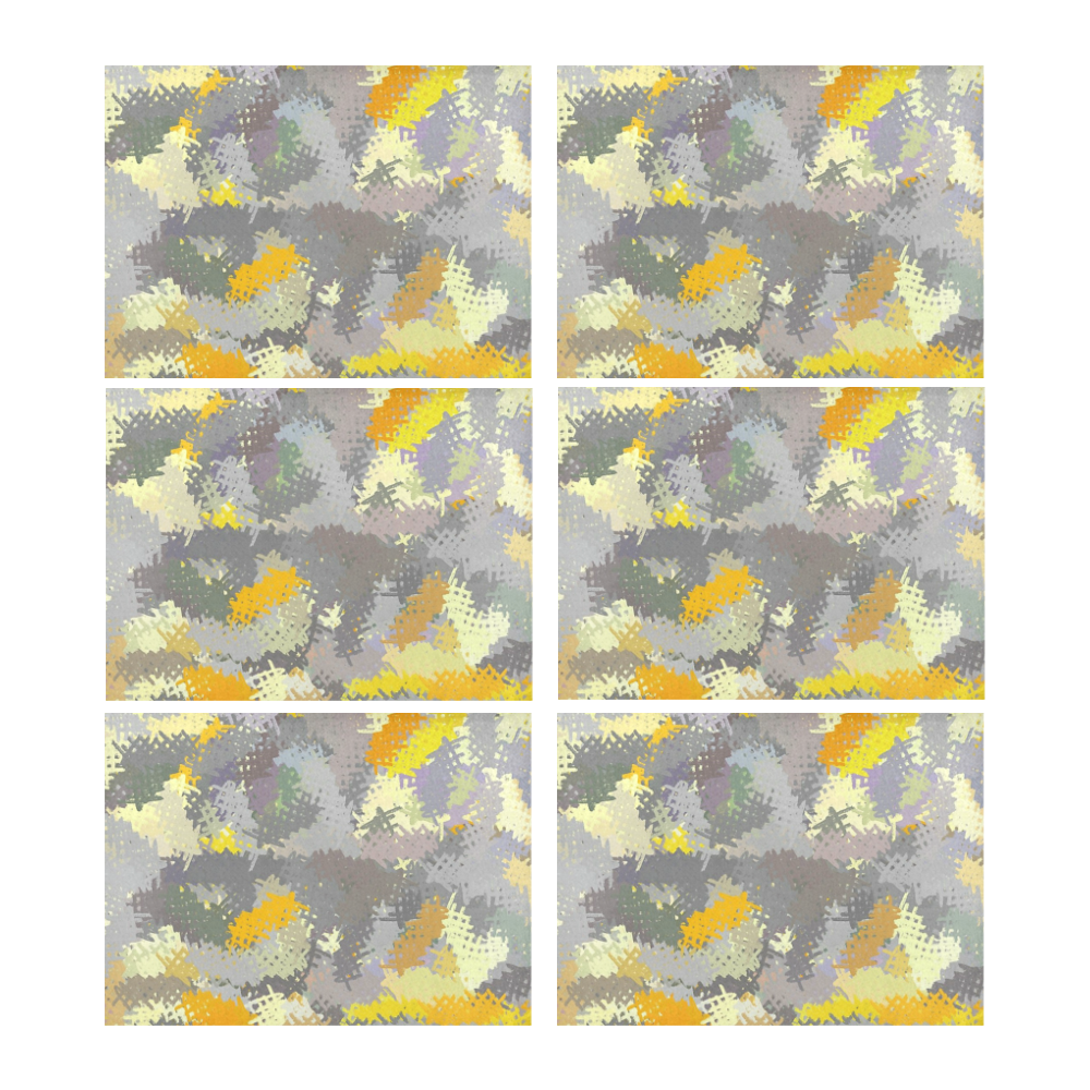 Yellow and Gray Tapestry Placemat 14’’ x 19’’ (Six Pieces)