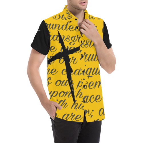 Yellow/Black Men's All Over Print Short Sleeve Shirt (Model T53)