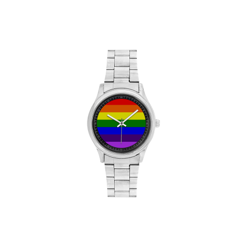 Rainbow Flag (Gay Pride - LGBTQIA+) Men's Stainless Steel Watch(Model 104)