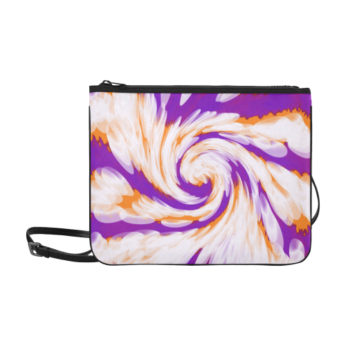 Purple Orange Tie Dye Swirl Abstract Slim Clutch Bag (Model 1668)