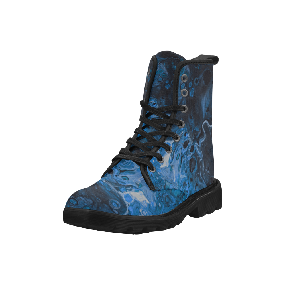 Fantasy Swirl Blue. Martin Boots for Women (Black) (Model 1203H)