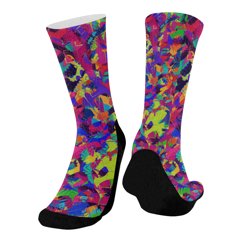 Rainbow Smash Mid-Calf Socks (Black Sole)