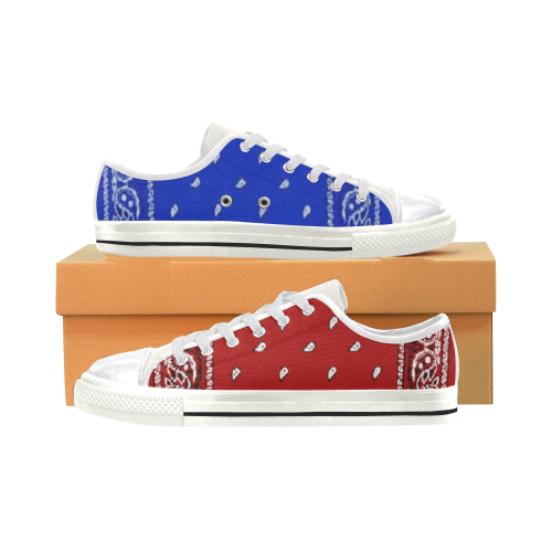 Red/Blue Bandana Women's Classic Canvas Shoes (Model 018)