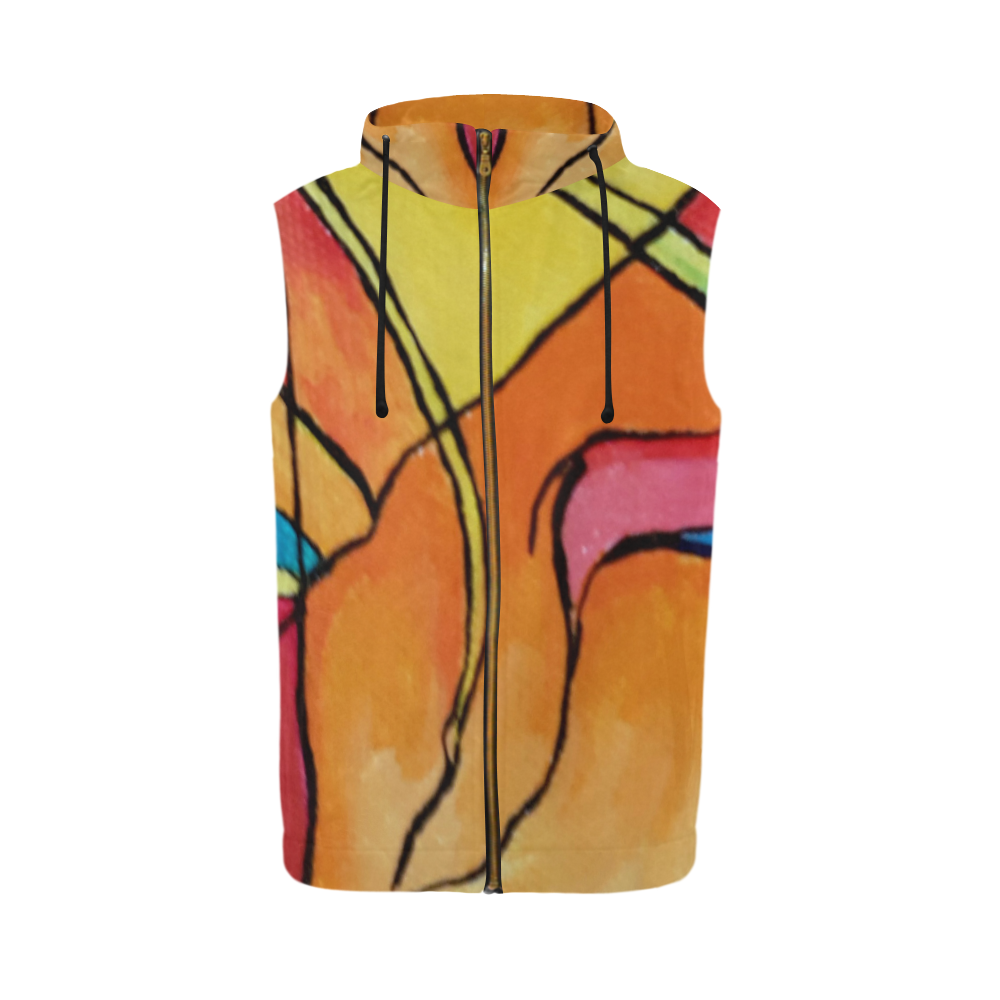 ABSTRACT All Over Print Sleeveless Zip Up Hoodie for Men (Model H16)