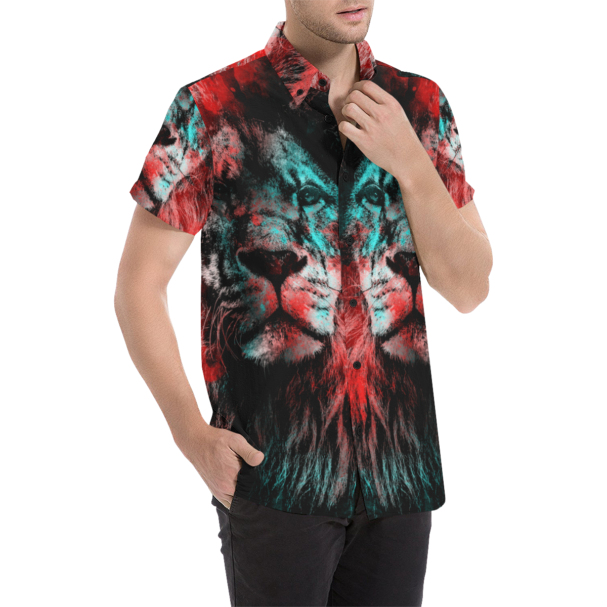 lion jbjart #lion Men's All Over Print Short Sleeve Shirt/Large Size (Model T53)