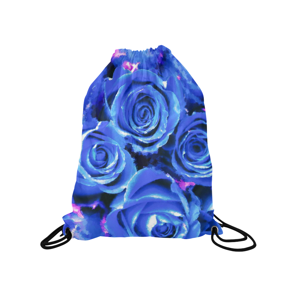roses are blue Medium Drawstring Bag Model 1604 (Twin Sides) 13.8"(W) * 18.1"(H)