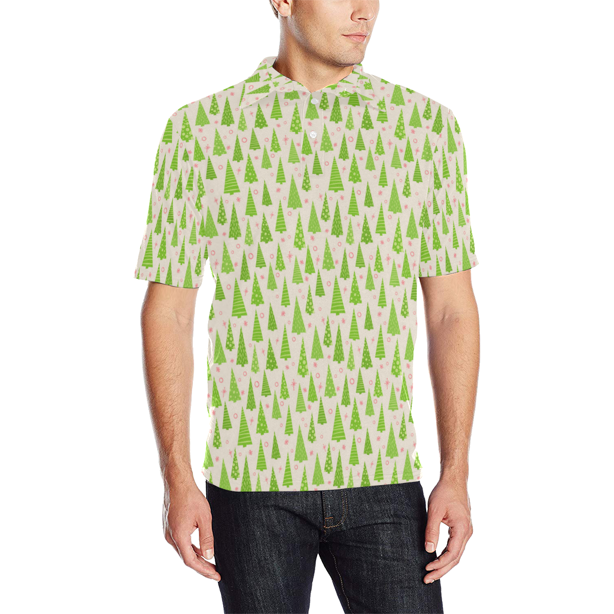 Christmas Trees Forest Men's All Over Print Polo Shirt (Model T55)