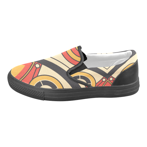 Geo Aztec Bull Tribal Men's Slip-on Canvas Shoes (Model 019)