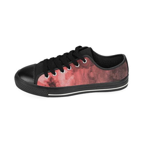 Red and Black Watercolour Men's Classic Canvas Shoes (Model 018)