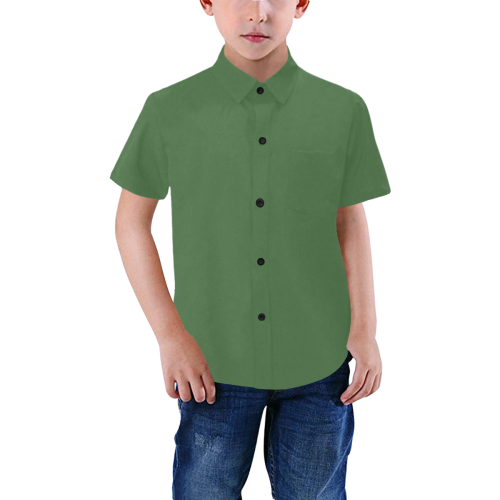 color artichoke green Boys' All Over Print Short Sleeve Shirt (Model T59)