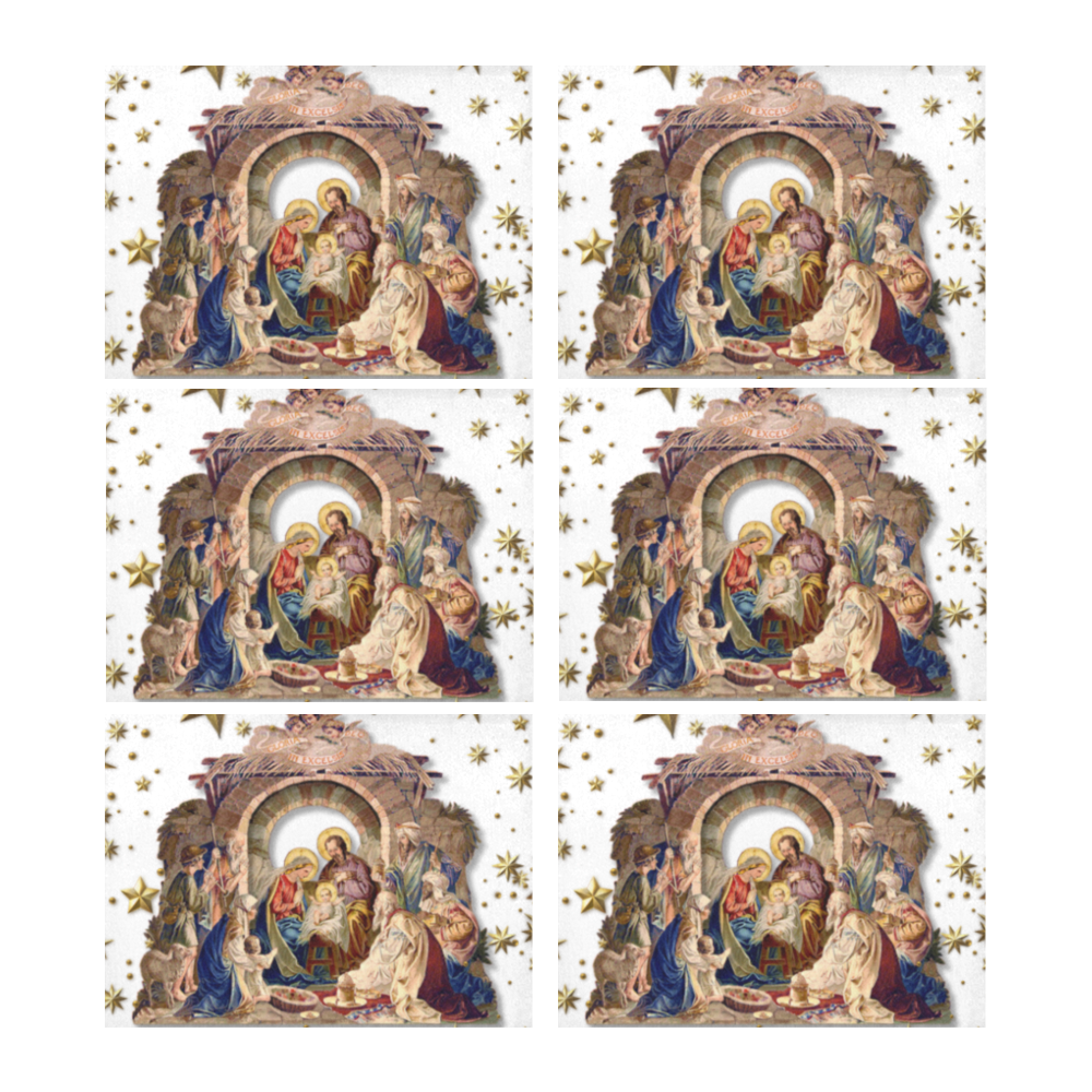 Nativity Place Mats Set of 4 White Placemat 14’’ x 19’’ (Six Pieces)