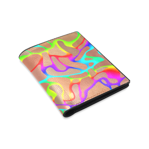 Colorful wavy shapes Men's Leather Wallet (Model 1612)