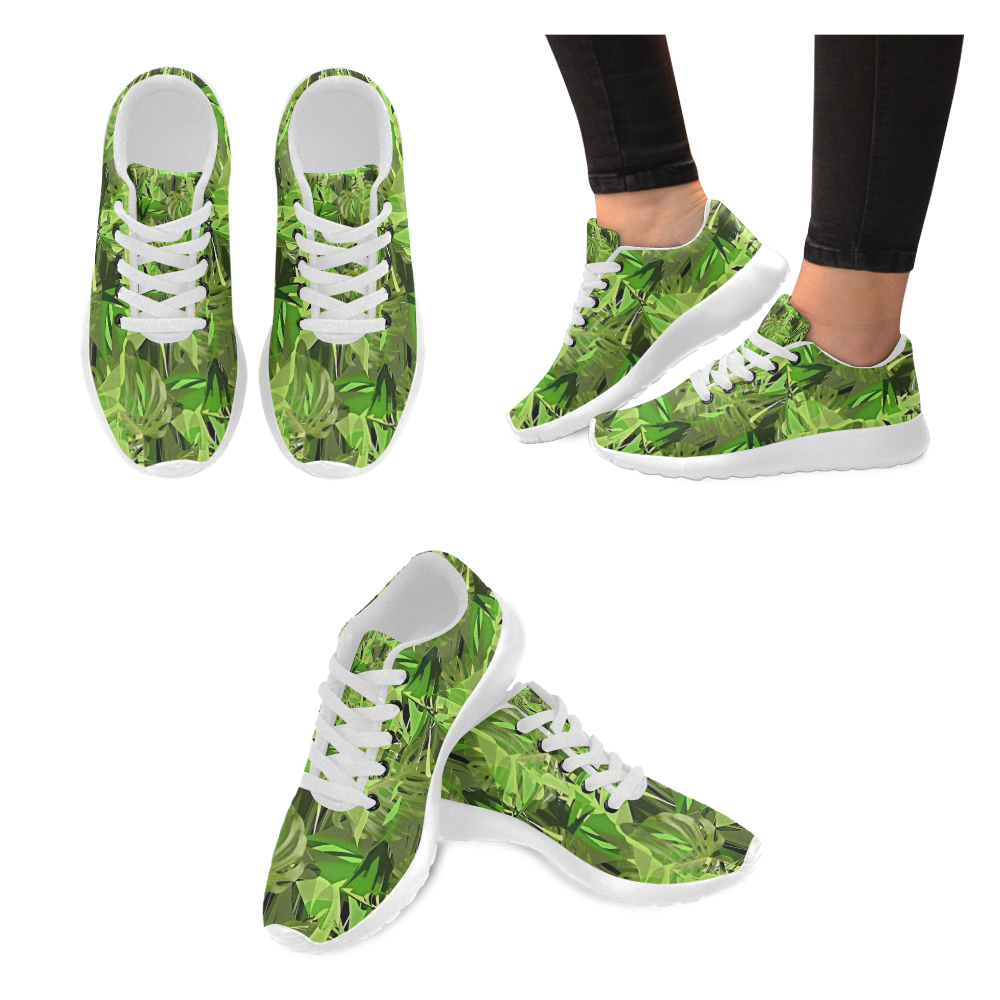 Tropical Jungle Leaves Camouflage Kid's Running Shoes (Model 020)