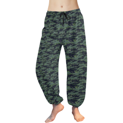 Jungle Tiger Stripe Green Camouflage Women's All Over Print Harem Pants (Model L18)