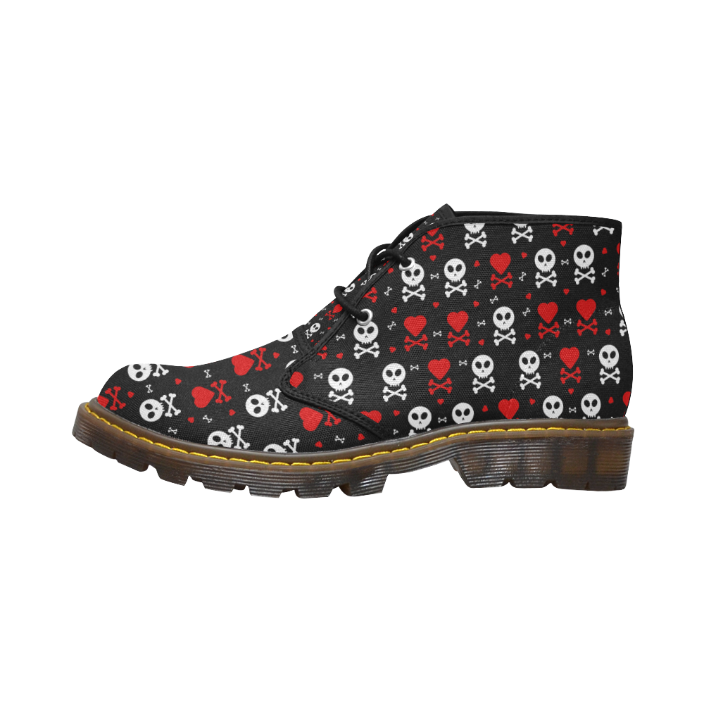Skull Hearts Women's Canvas Chukka Boots (Model 2402-1)