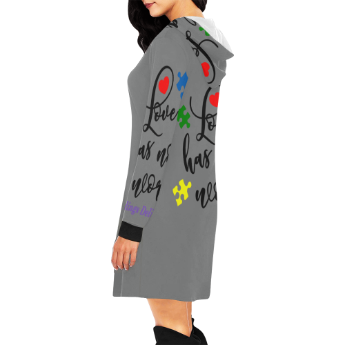 Fairlings Delight's Autism- Love has no words Women's Hoodie 53086E2 All Over Print Hoodie Mini Dress (Model H27)