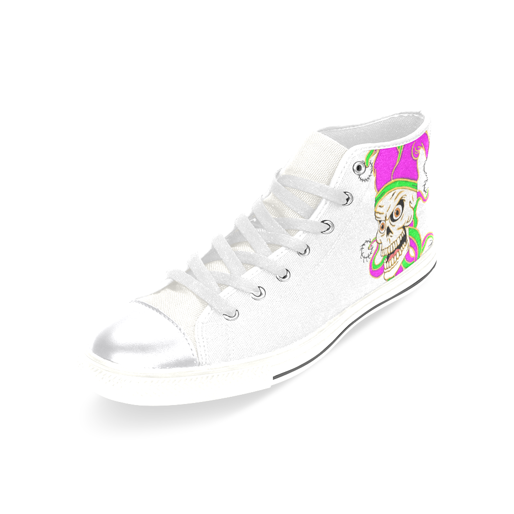 Jester Skull White Women's Classic High Top Canvas Shoes (Model 017)