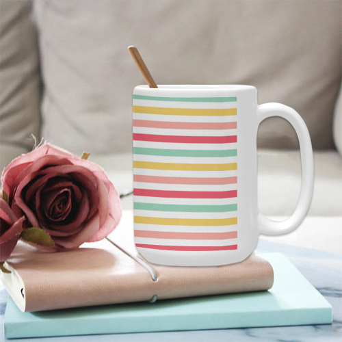 Pastel Stripes Custom Ceramic Mug (15OZ)