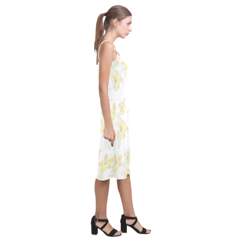 White Slip Dress with Yellow Flowers Alcestis Slip Dress (Model D05)