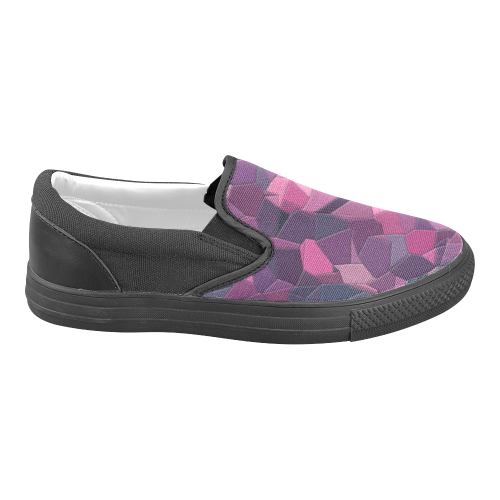 purple pink magenta mosaic #purple Slip-on Canvas Shoes for Men/Large Size (Model 019)