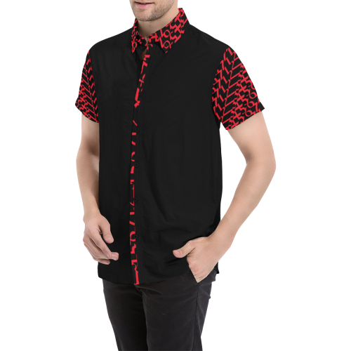 NUMBERS Collection 1234567 "Reverse" Cherry Red Men's All Over Print Short Sleeve Shirt (Model T53)