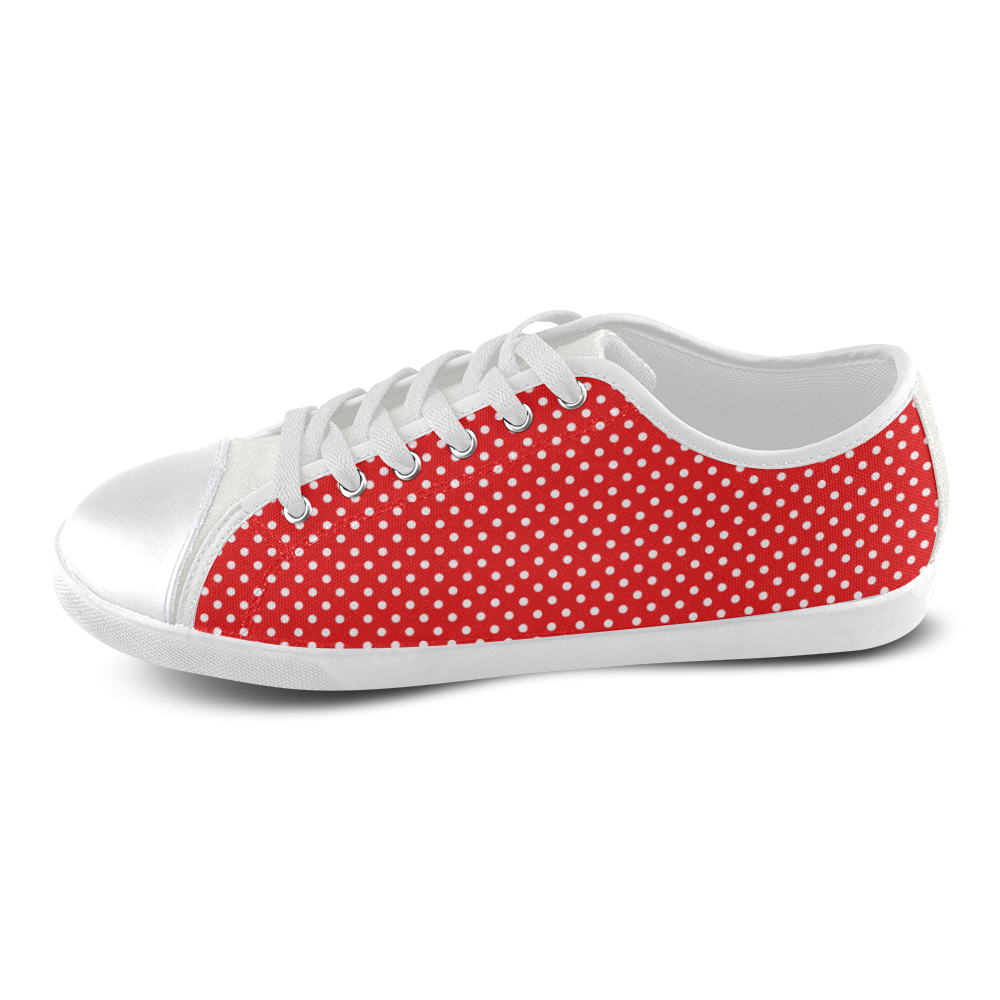 Red polka dots Canvas Shoes for Women/Large Size (Model 016)