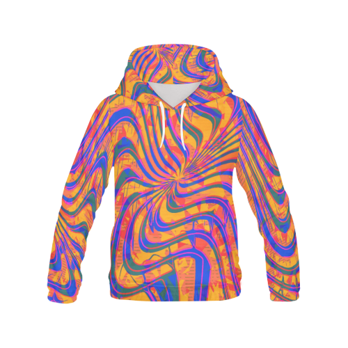 Blue and Orange 90s Abstract All Over Print Hoodie for Men (USA Size) (Model H13)