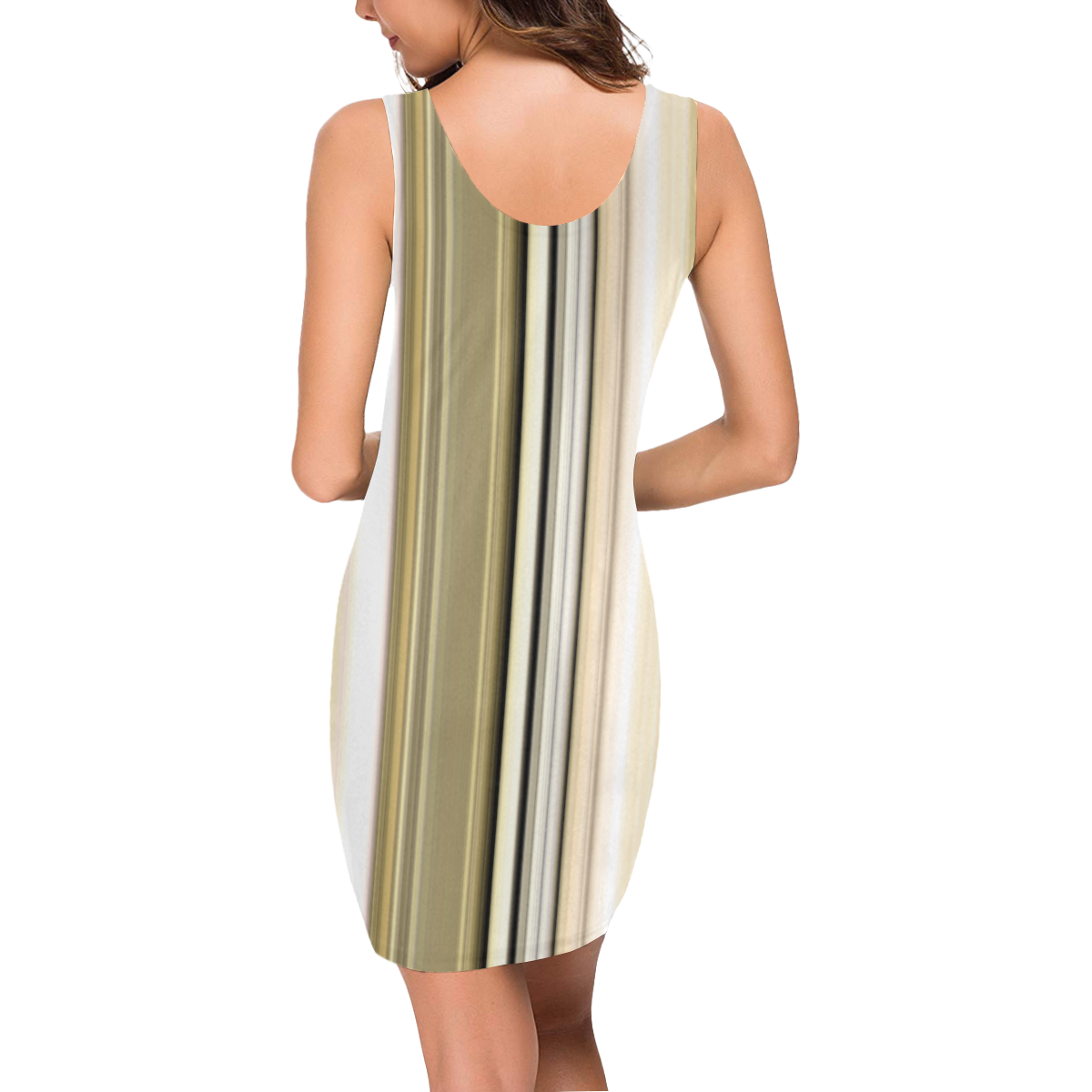 Silver and gold stripes vertical Medea Vest Dress (Model D06)
