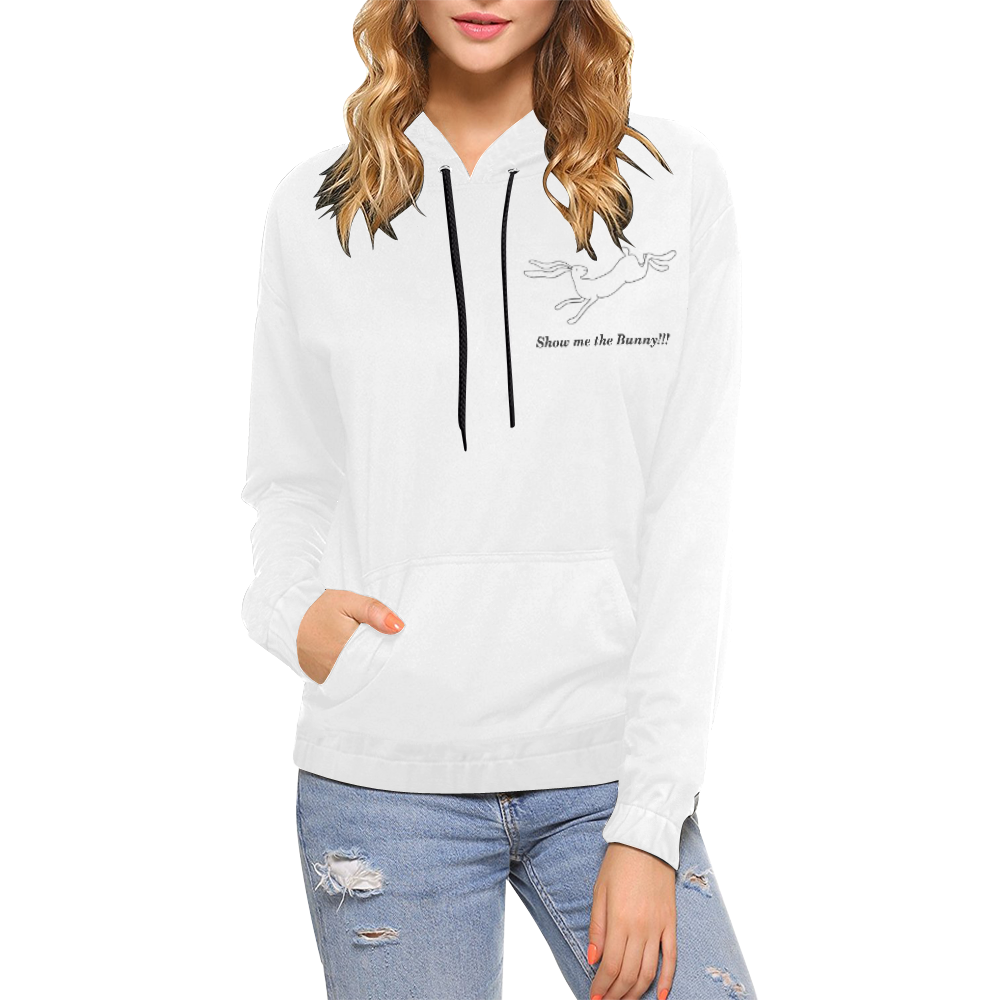Show Me the Bunny!!! All Over Print Hoodie for Women (USA Size) (Model H13)