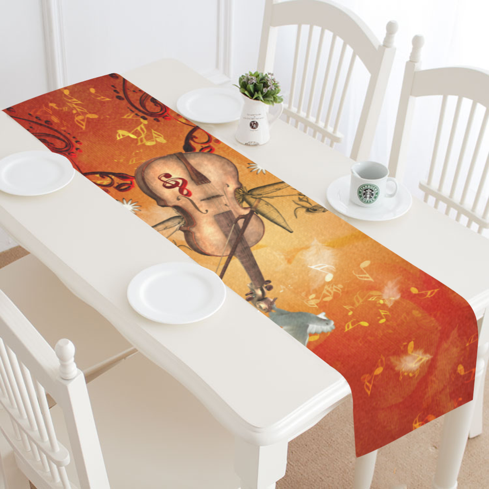 Music, violin with dove Table Runner 16x72 inch