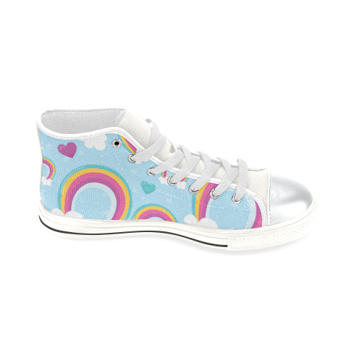 Rainbow Sky High Top Canvas Women's Shoes/Large Size (Model 017)