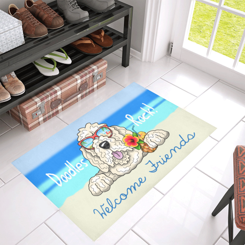 Doodle beach- cream,buff Azalea Doormat 30" x 18" (Sponge Material)