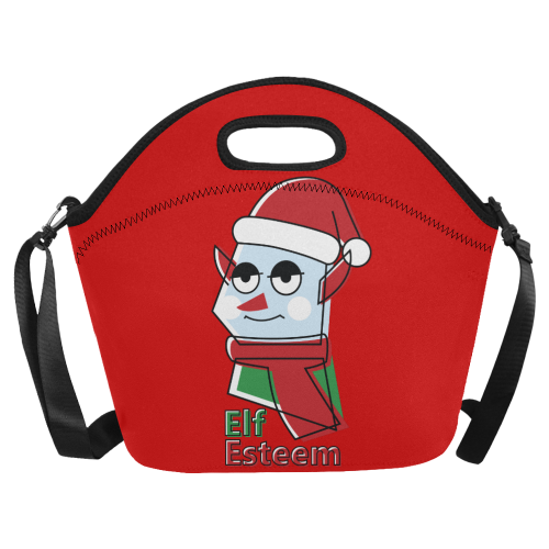 Elf Esteem CHRISTMAS RED Neoprene Lunch Bag/Large (Model 1669)