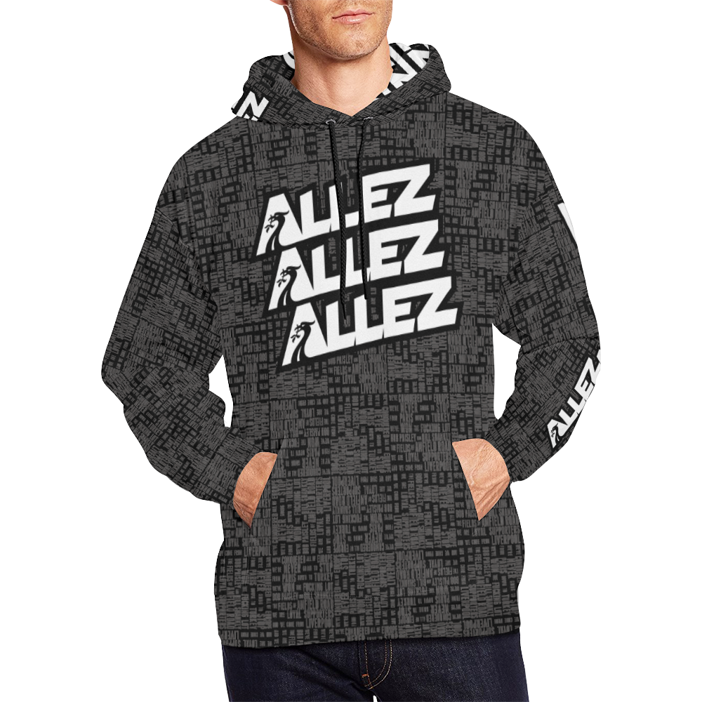 Allez Allez Allez Black All Over Print Hoodie for Men/Large Size (USA Size) (Model H13)