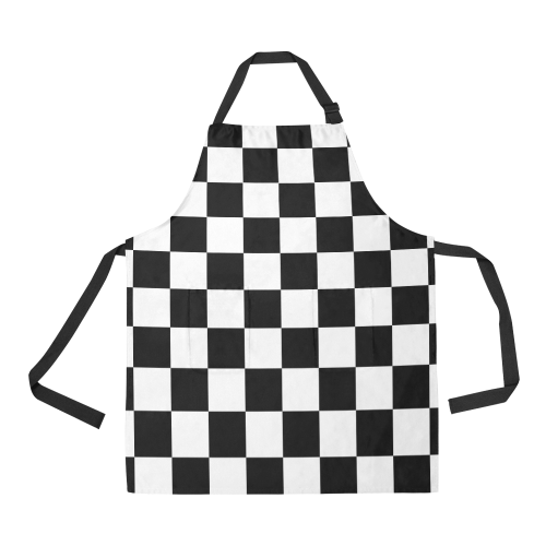 Black White Checkers All Over Print Apron