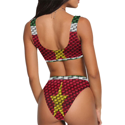 SURINAME FLAG Sport Top & High-Waisted Bikini Swimsuit (Model S07)