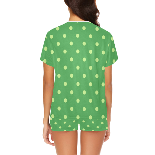 Green Polka Dots Women's Short Pajama Set