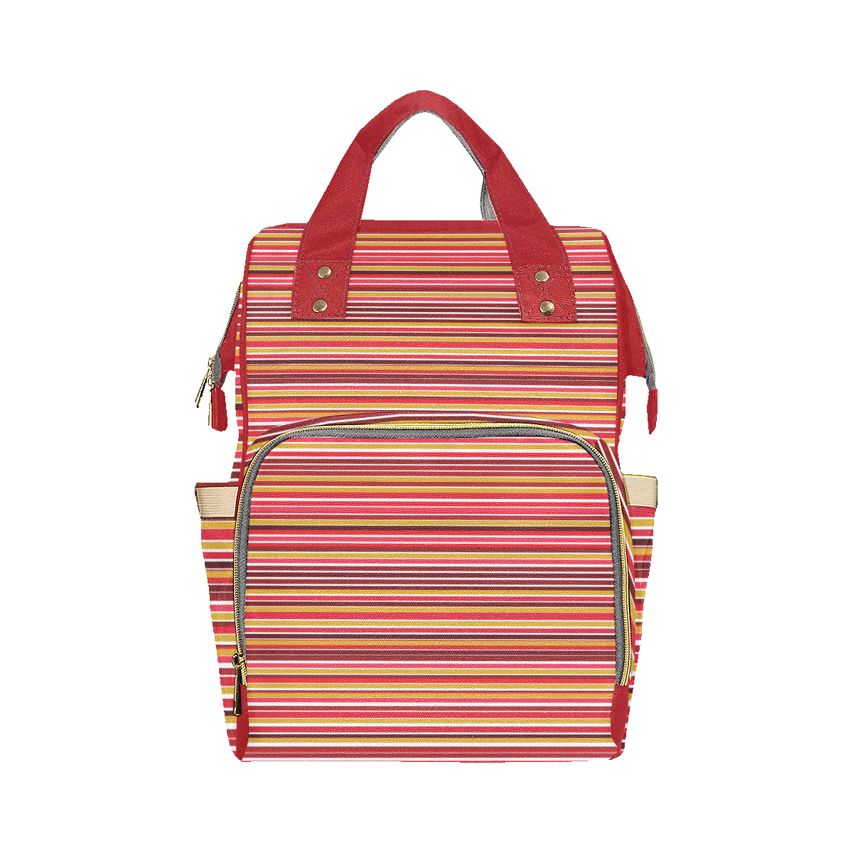 Red Gold Stripe Multi-Function Diaper Backpack/Diaper Bag (Model 1688)