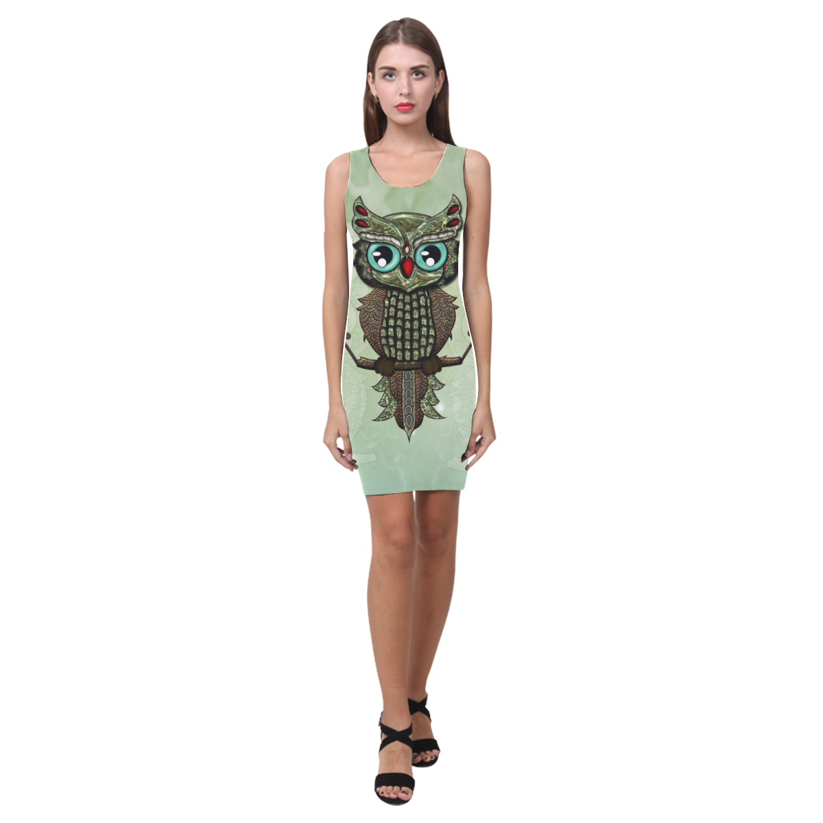 Wonderful owl, diamonds Medea Vest Dress (Model D06)